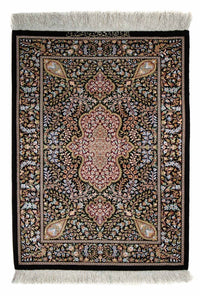 Tapis persan - Ghom - 86 x 60 cm - bleu foncé