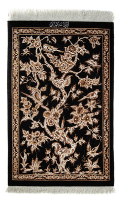 Tapis persan - Ghom - 92 x 58 cm - bleu foncé