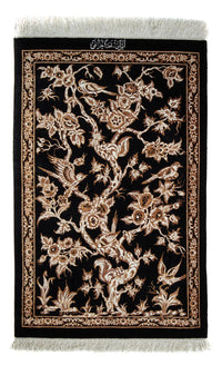 Tapis persan - Ghom - 92 x 58 cm - bleu foncé