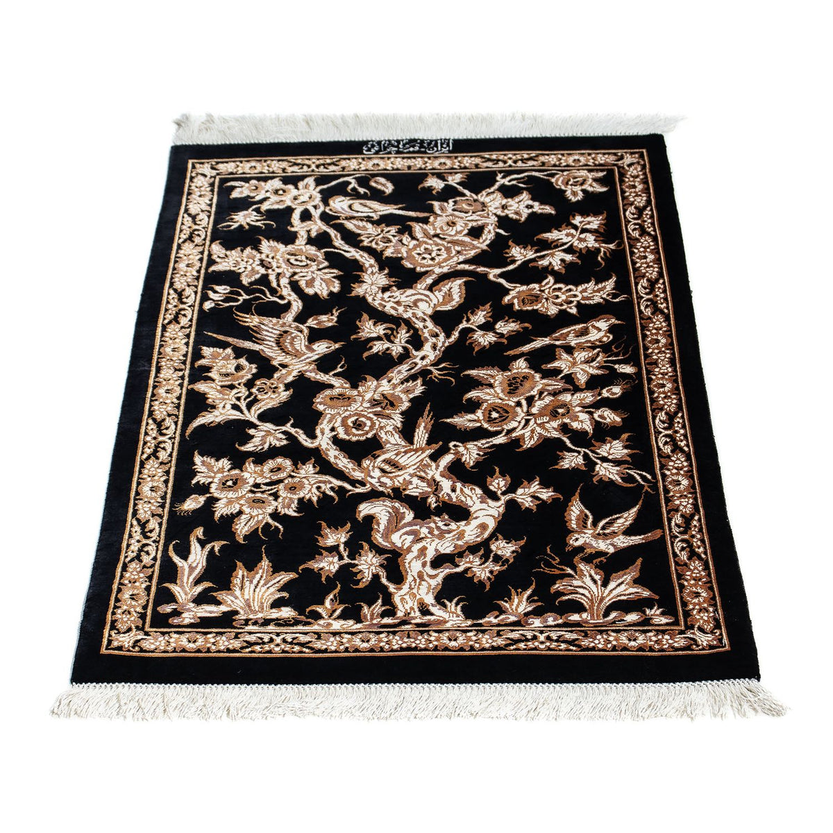 Tapis persan - Ghom - 92 x 58 cm - bleu foncé