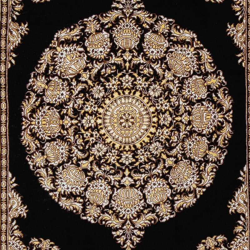 Tapis persan - Ghom - 90 x 60 cm - bleu foncé