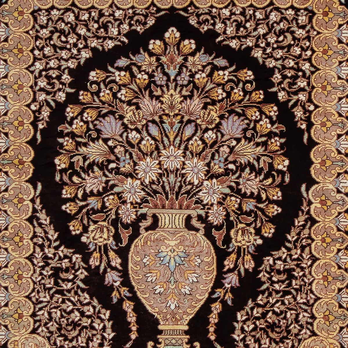 Tapis persan - Ghom - 90 x 61 cm - bleu foncé