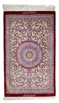Tapis persan - Ghom - 101 x 59 cm - rouge foncé