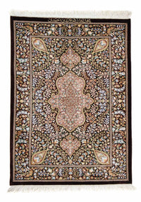 Tapis persan - Ghom - 91 x 61 cm - bleu foncé
