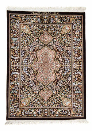 Tapis persan - Ghom - 91 x 61 cm - bleu foncé