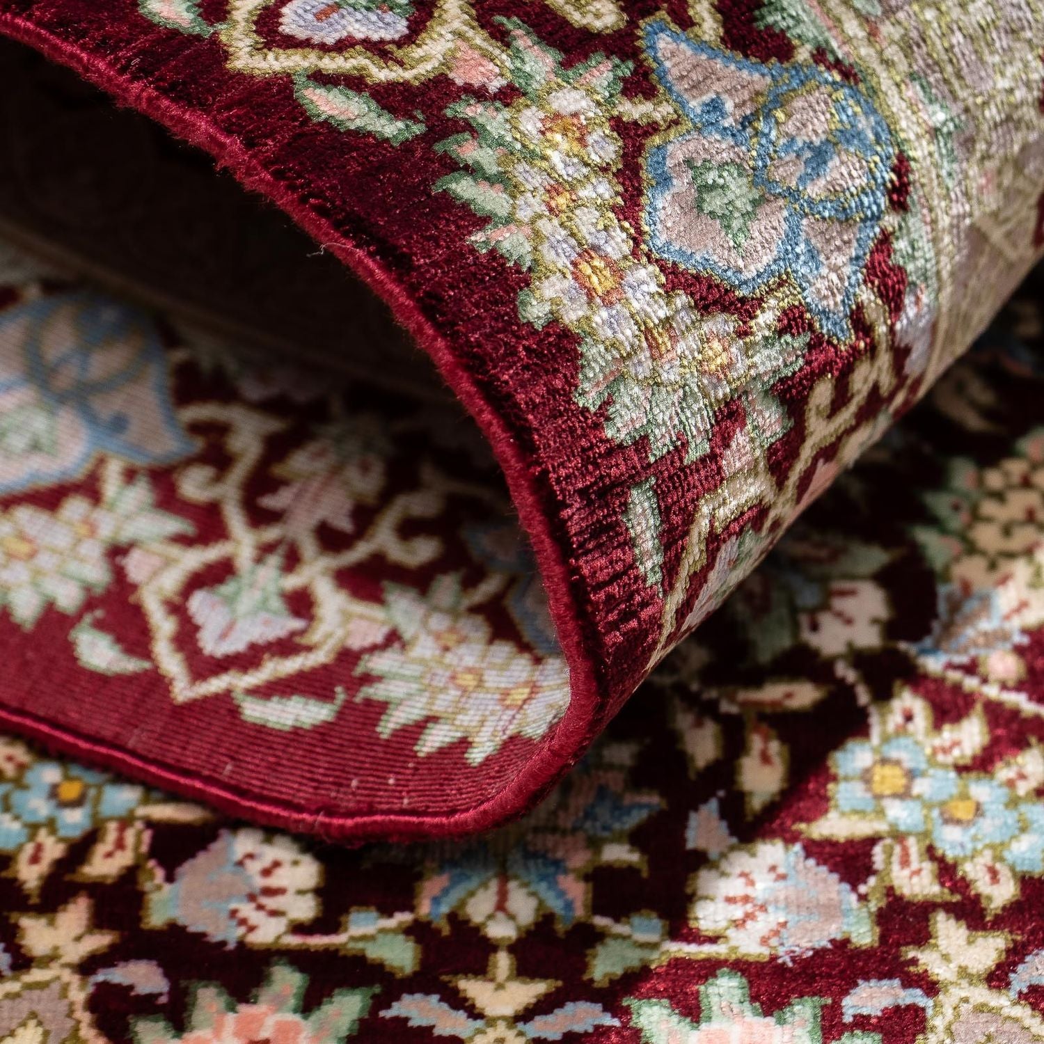 Tapis persan - Ghom - 88 x 57 cm - rouge foncé