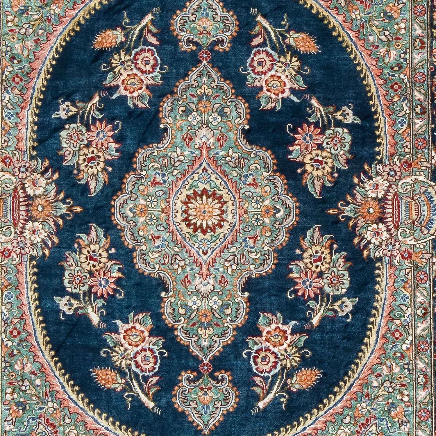 Tapis persan - Ghom - 91 x 62 cm - bleu foncé