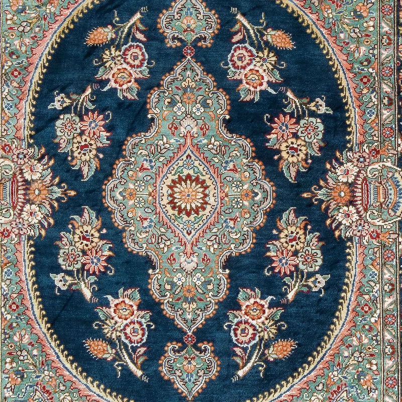 Tapis persan - Ghom - 91 x 62 cm - bleu foncé