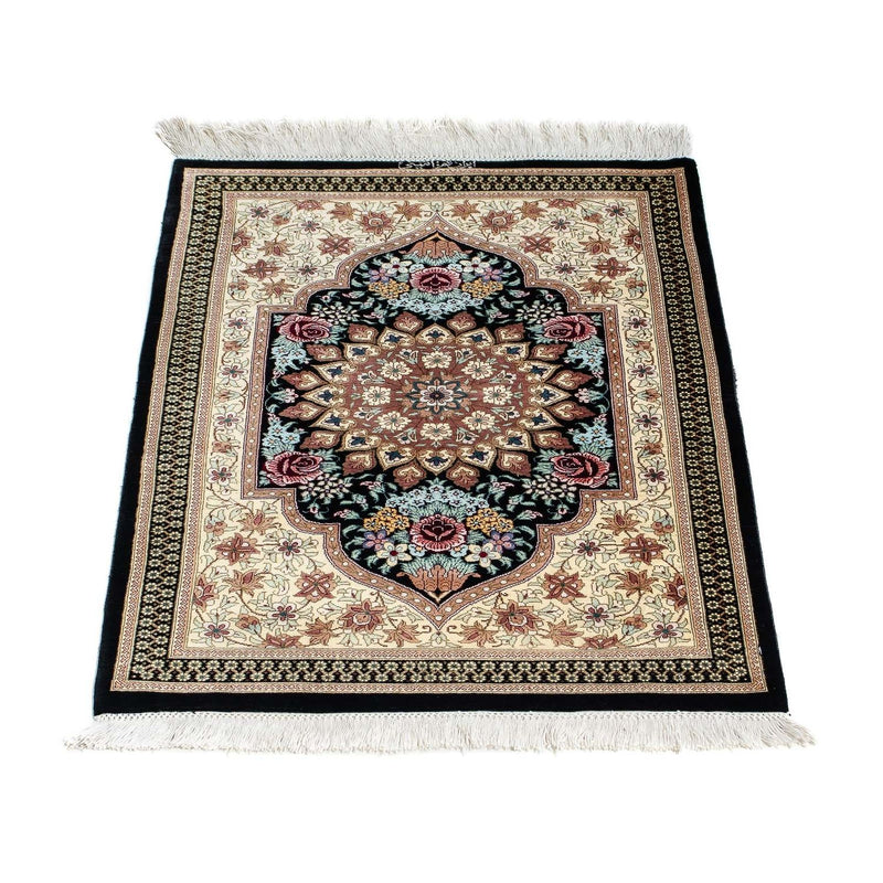 Tapis persan - Ghom - 89 x 59 cm - bleu foncé