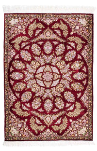 Tapis persan - Ghom - 122 x 85 cm - rouge foncé