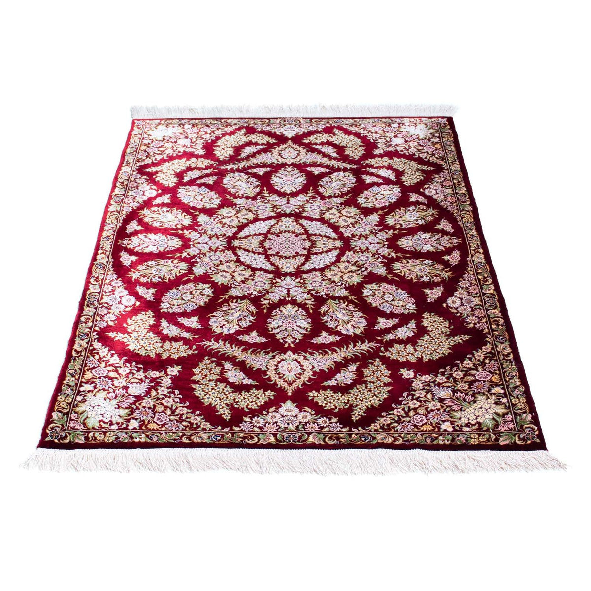 Tapis persan - Ghom - 122 x 85 cm - rouge foncé