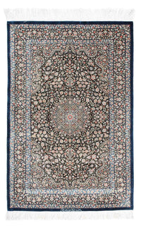 Tapis persan - Ghom - 119 x 79 cm - bleu foncé