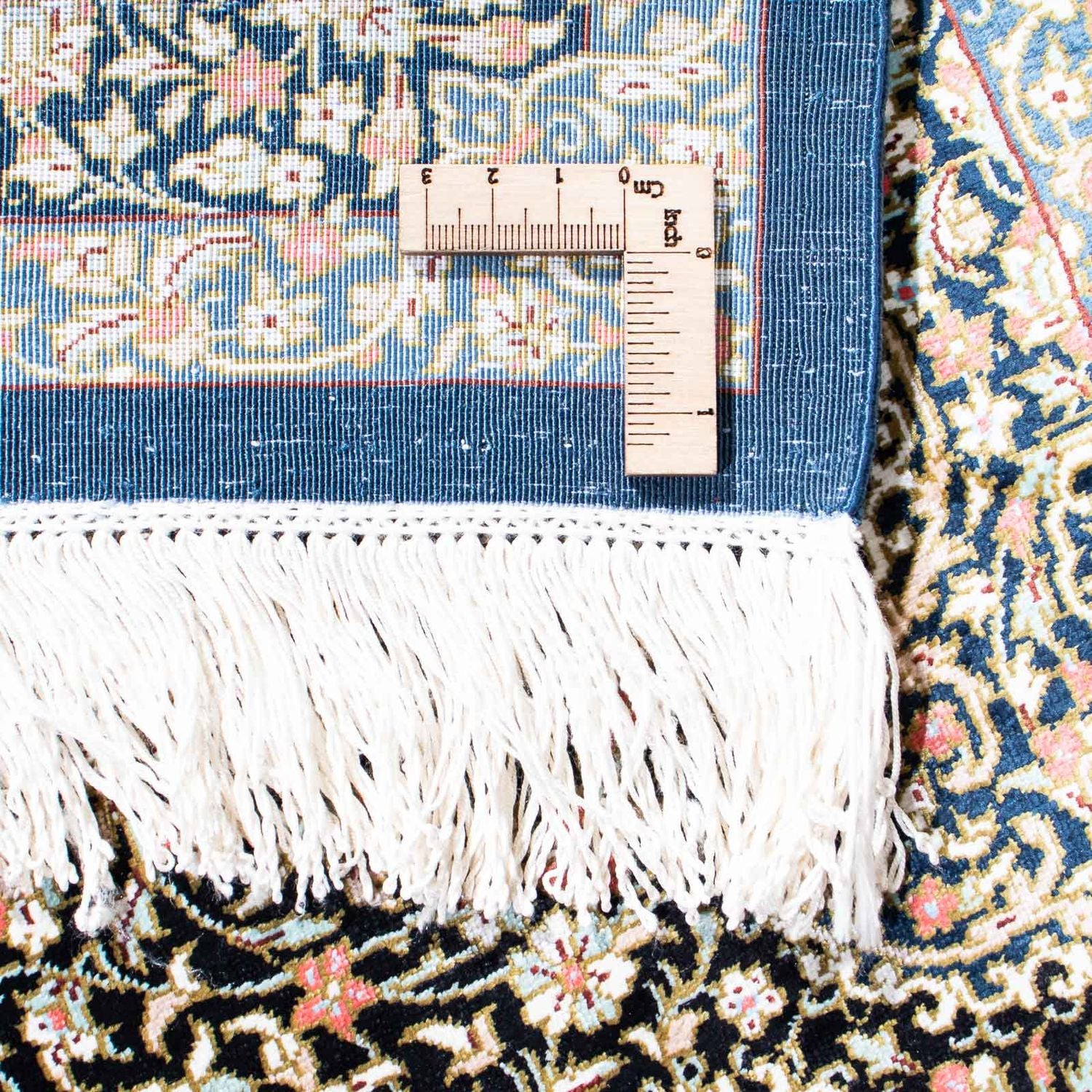 Tapis persan - Ghom - 119 x 79 cm - bleu foncé