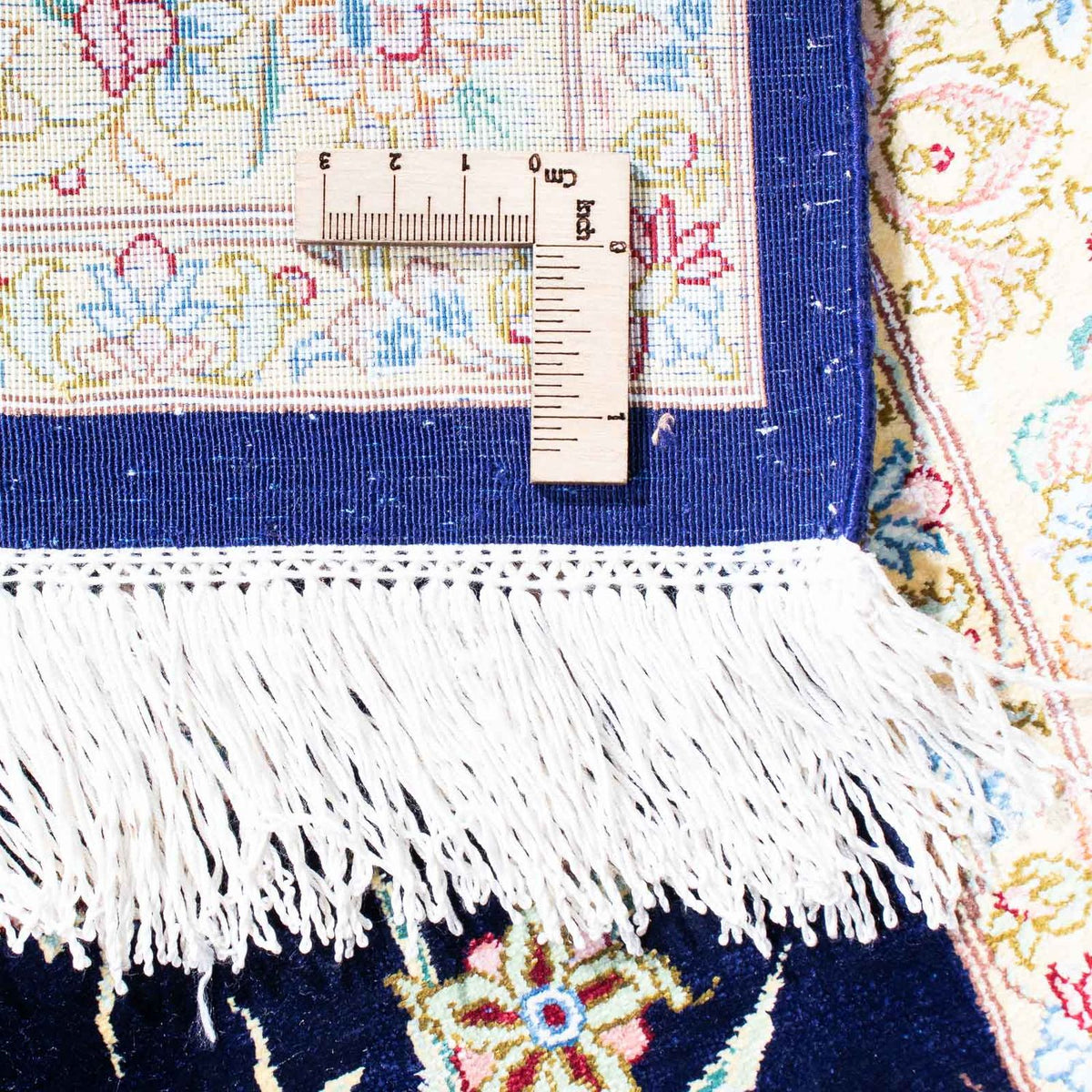 Tapis persan - Ghom - 119 x 80 cm - bleu foncé