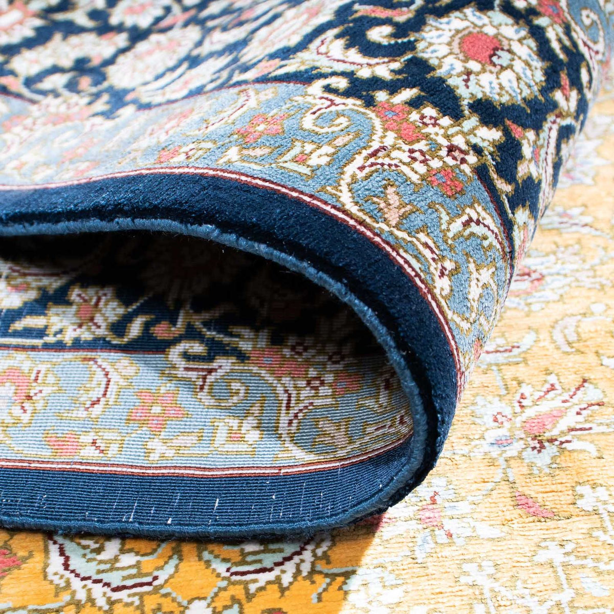 Tapis persan - Ghom - 118 x 78 cm - bleu clair