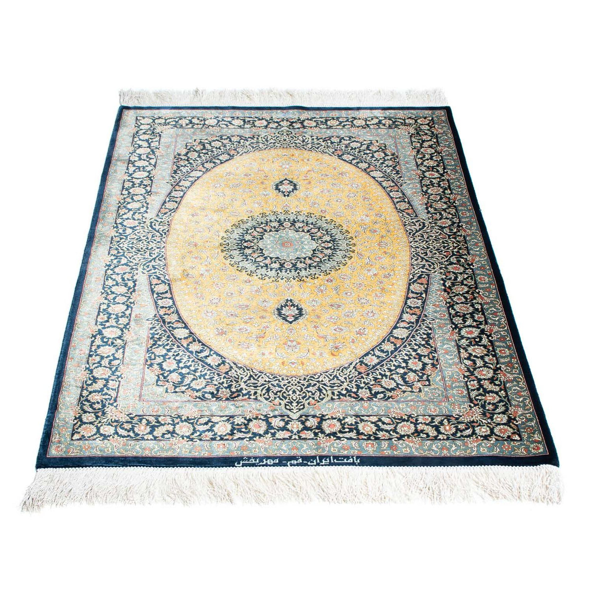 Tapis persan - Ghom - 118 x 78 cm - bleu clair