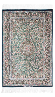 Tapis persan - Ghom - 119 x 77 cm - bleu foncé