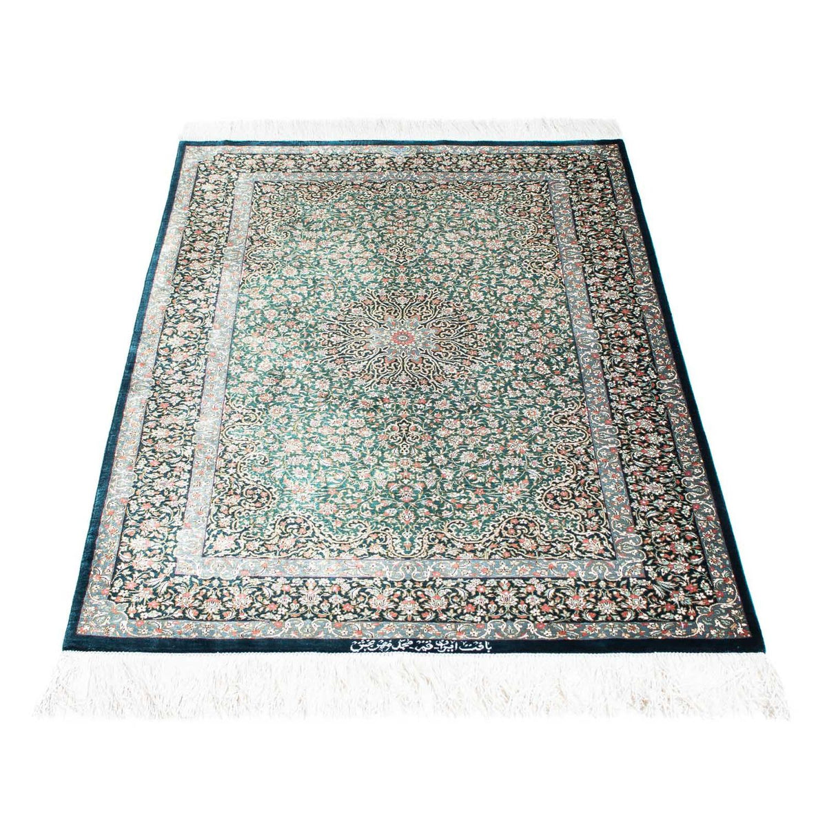 Tapis persan - Ghom - 119 x 77 cm - bleu foncé