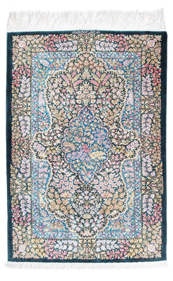 Tapis persan - Ghom - 119 x 81 cm - bleu foncé