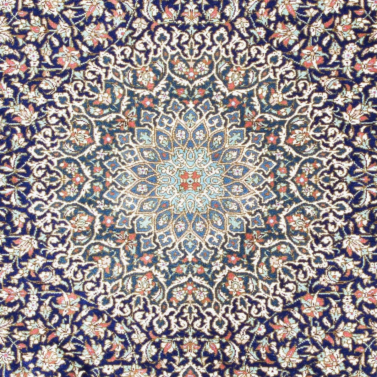 Tapis persan - Ghom - 121 x 78 cm - bleu foncé