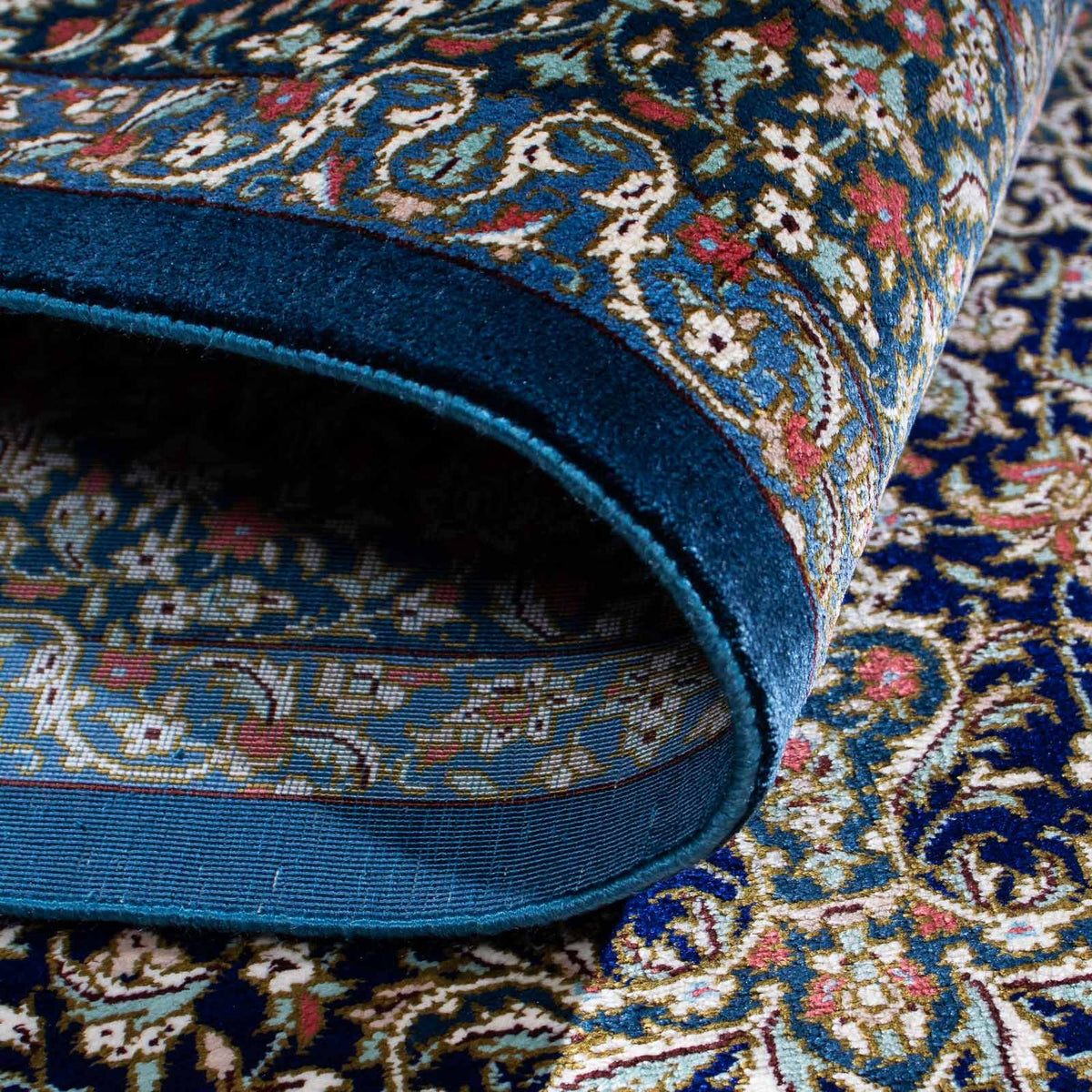 Tapis persan - Ghom - 121 x 78 cm - bleu foncé