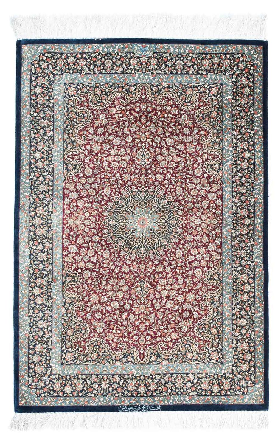 Tapis persan - Ghom - 116 x 78 cm - bleu foncé