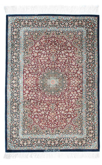 Tapis persan - Ghom - 116 x 78 cm - bleu foncé