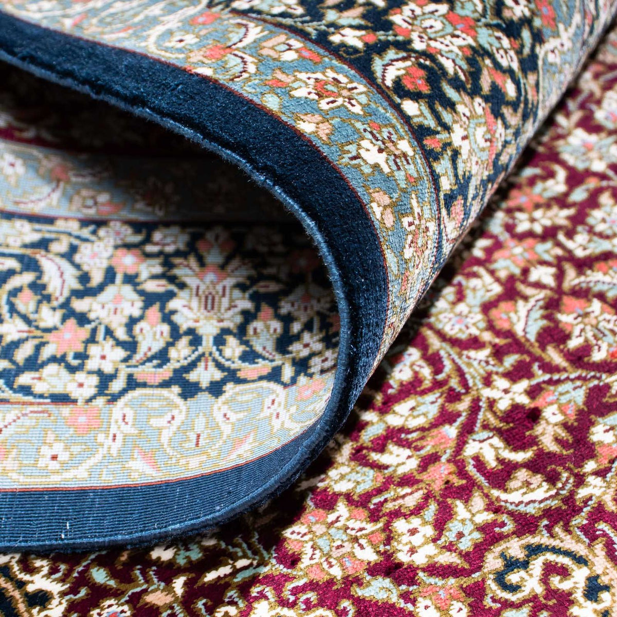 Tapis persan - Ghom - 116 x 78 cm - bleu foncé