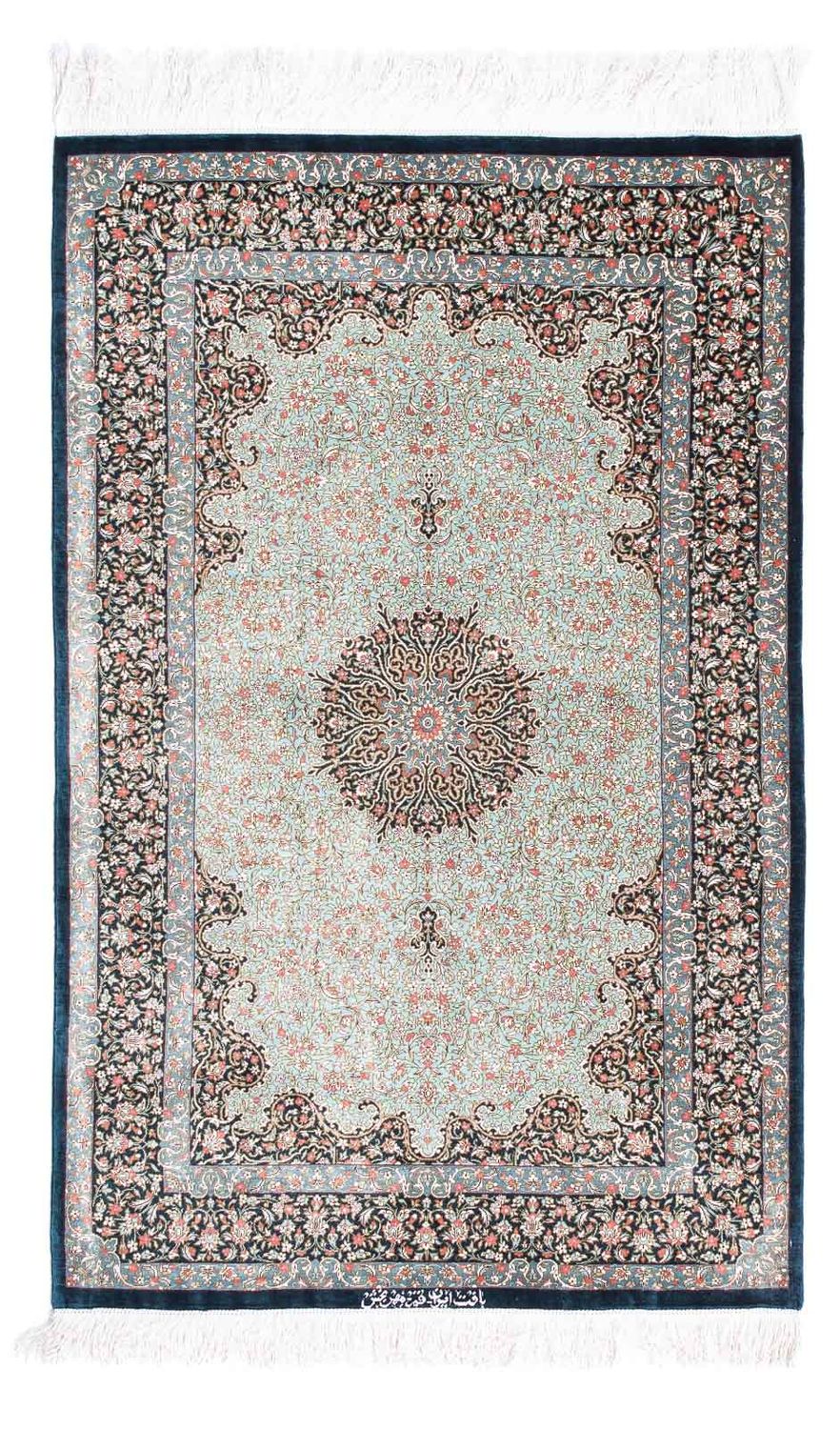 Tapis persan - Ghom - 121 x 77 cm - bleu foncé