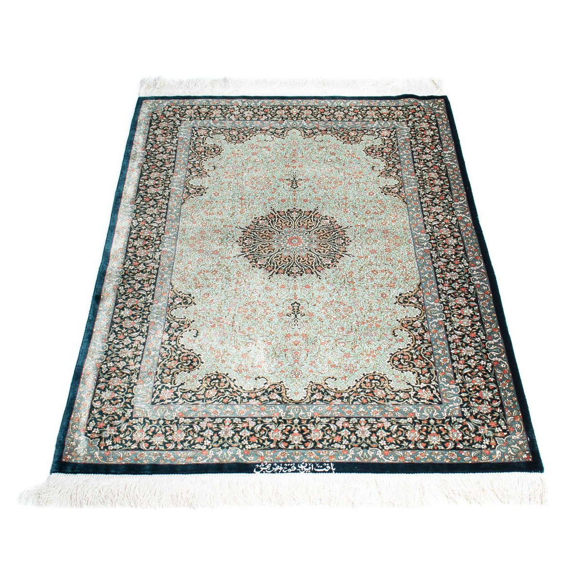 Tapis persan - Ghom - 121 x 77 cm - bleu foncé