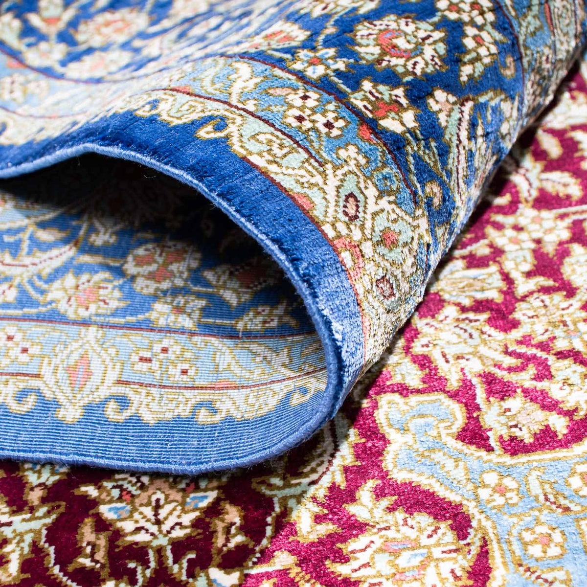 Tapis persan - Ghom - 117 x 78 cm - bleu