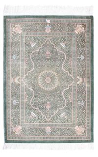 Tapis persan - Ghom - 120 x 83 cm - gris clair