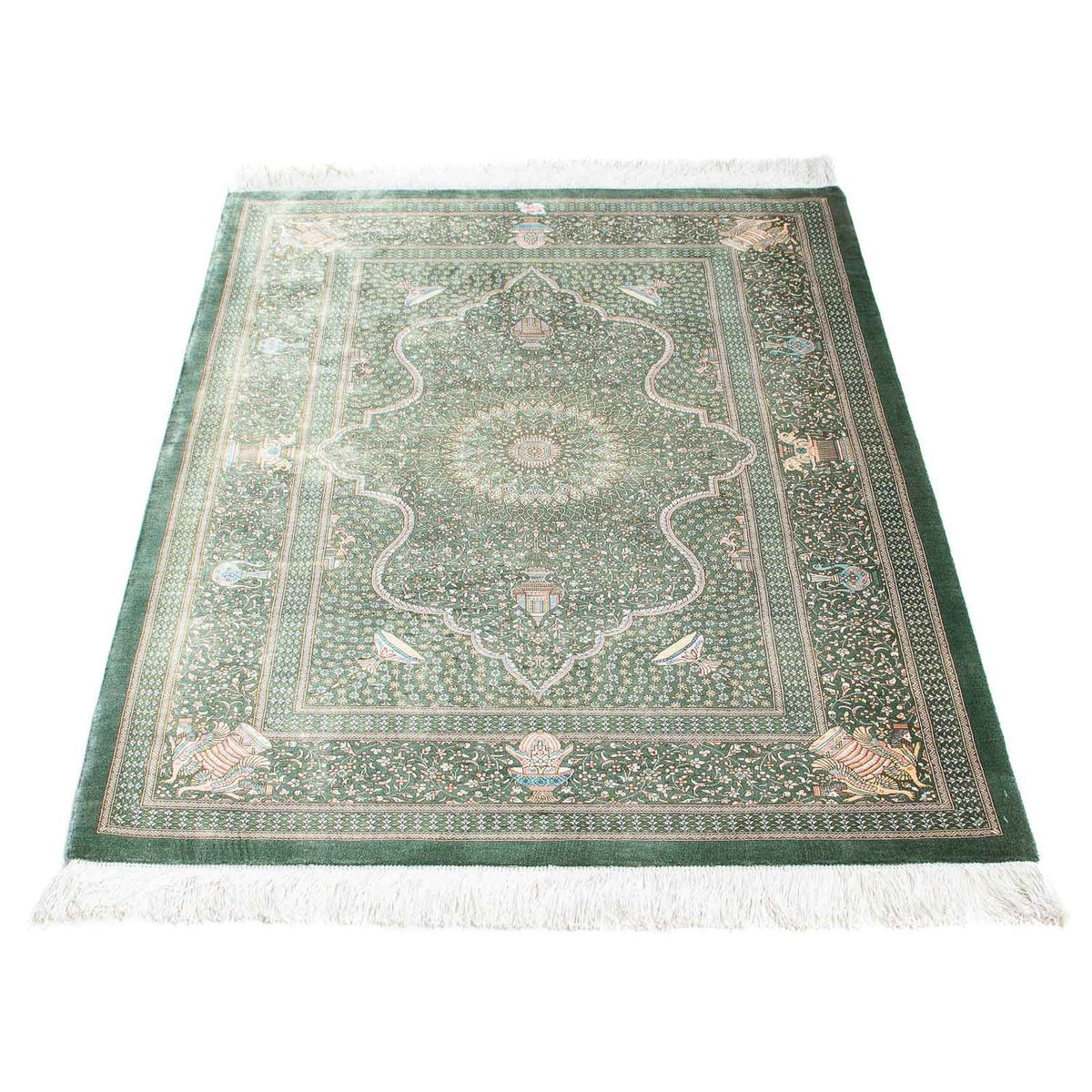 Tapis persan - Ghom - 120 x 83 cm - gris clair