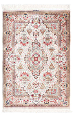 Tapis persan - Ghom - 125 x 84 cm - beige