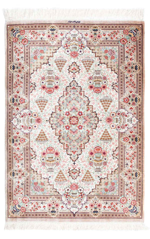 Tapis persan - Ghom - 125 x 84 cm - beige