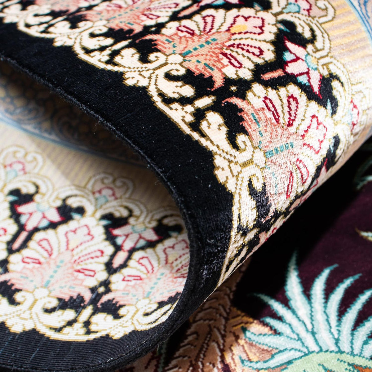 Tapis persan - Ghom - 123 x 79 cm - rouge foncé