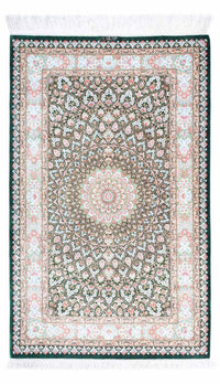 Tapis persan - Ghom - 128 x 83 cm - vert