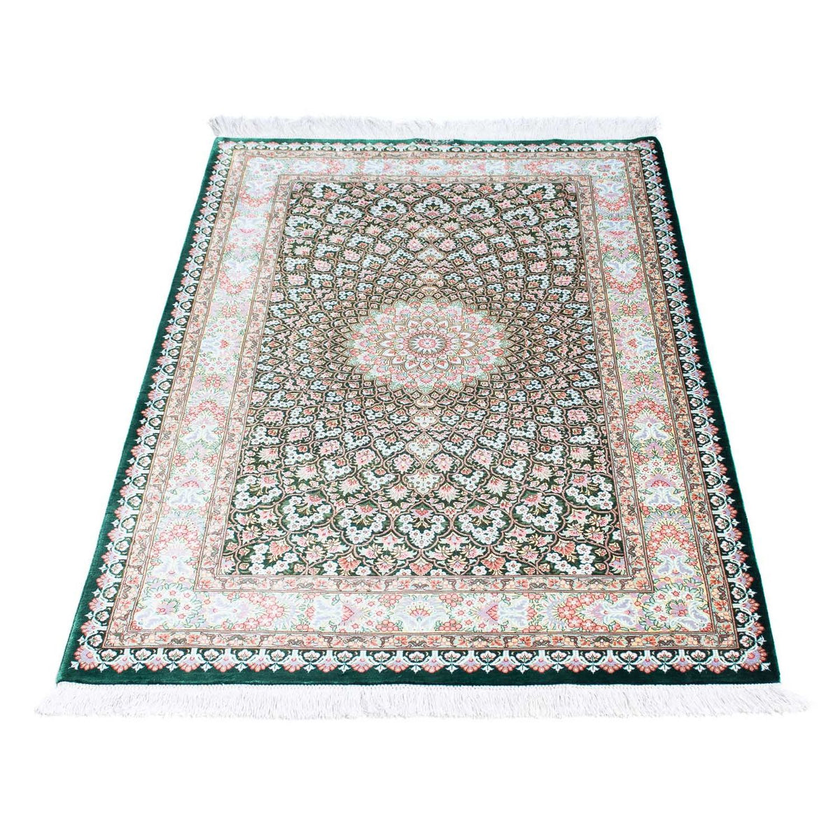 Tapis persan - Ghom - 128 x 83 cm - vert
