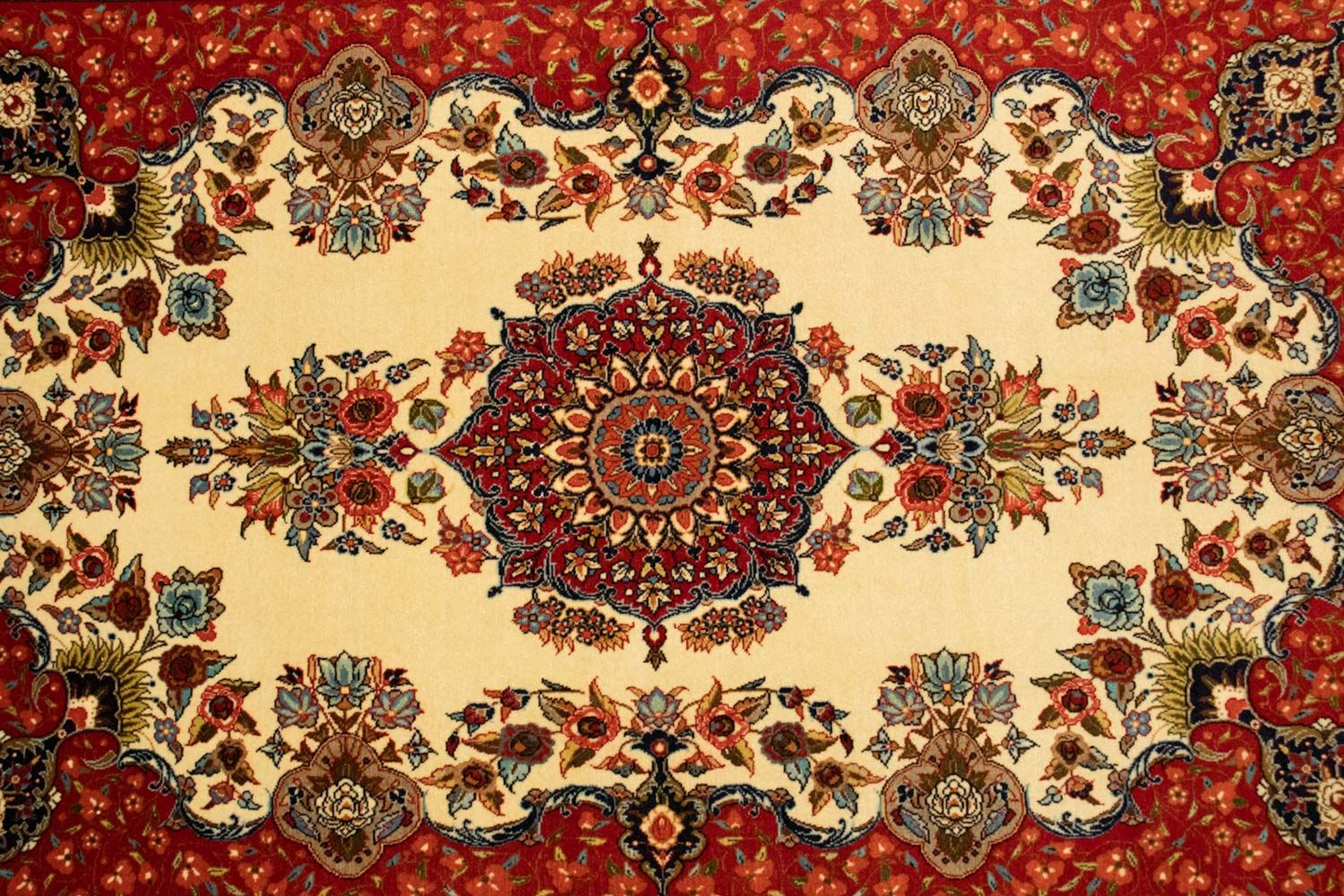 Tapis persan - Ghom - 151 x 105 cm - beige