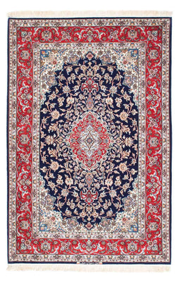Tapis persan - Isfahan - Premium - 197 x 130 cm - bleu foncé