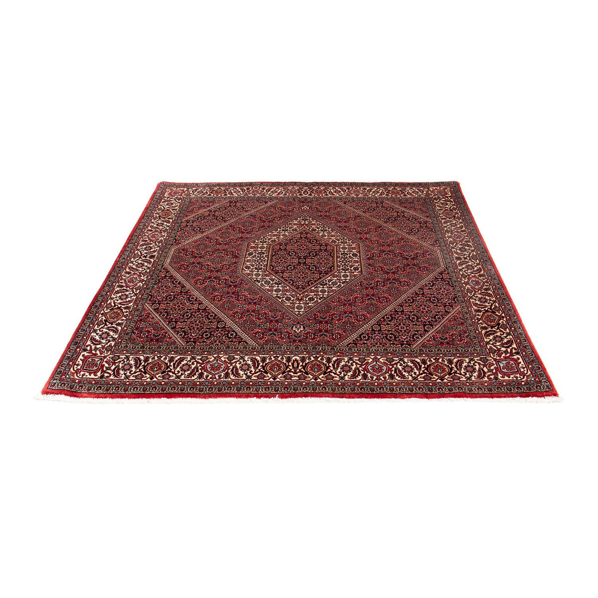 Tapis persan - Bidjar carré  - 152 x 148 cm - rouge foncé