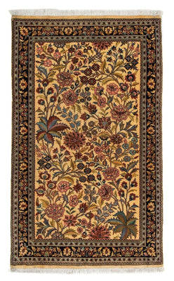 Tapis persan - Ghom - 113 x 68 cm - jaune moutarde