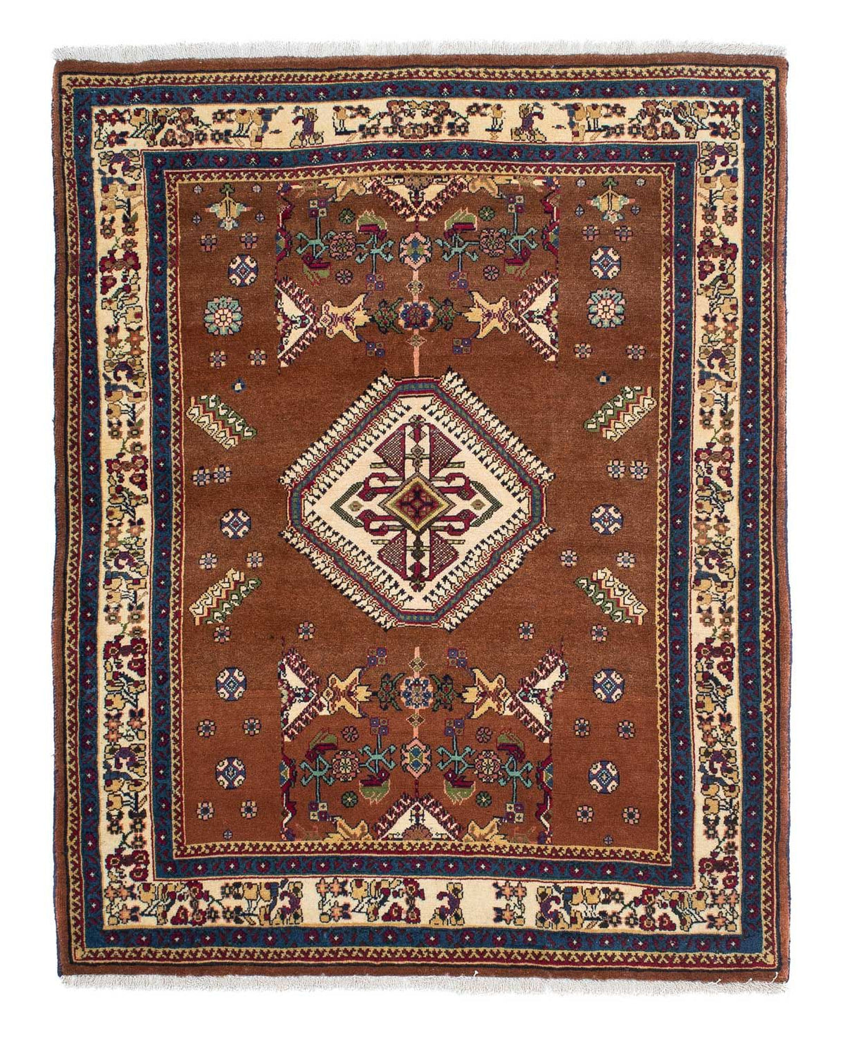 Tapis persan - Nomadic - 158 x 120 cm - marron
