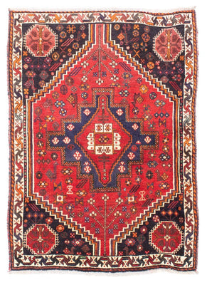 Tapis persan - Nomadic - 159 x 121 cm - rouge foncé