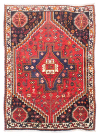 Tapis persan - Nomadic - 159 x 121 cm - rouge foncé