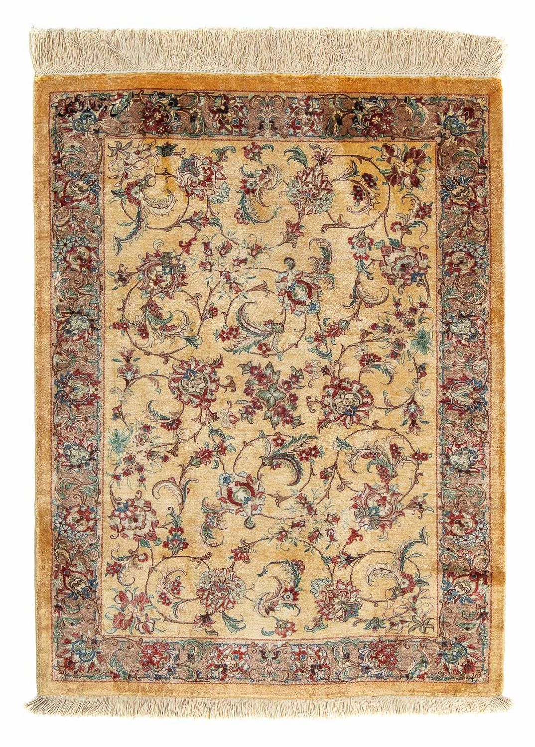 Tapis persan - Ghom - 82 x 59 cm - marron clair