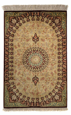 Tapis persan - Ghom - 90 x 59 cm - marron