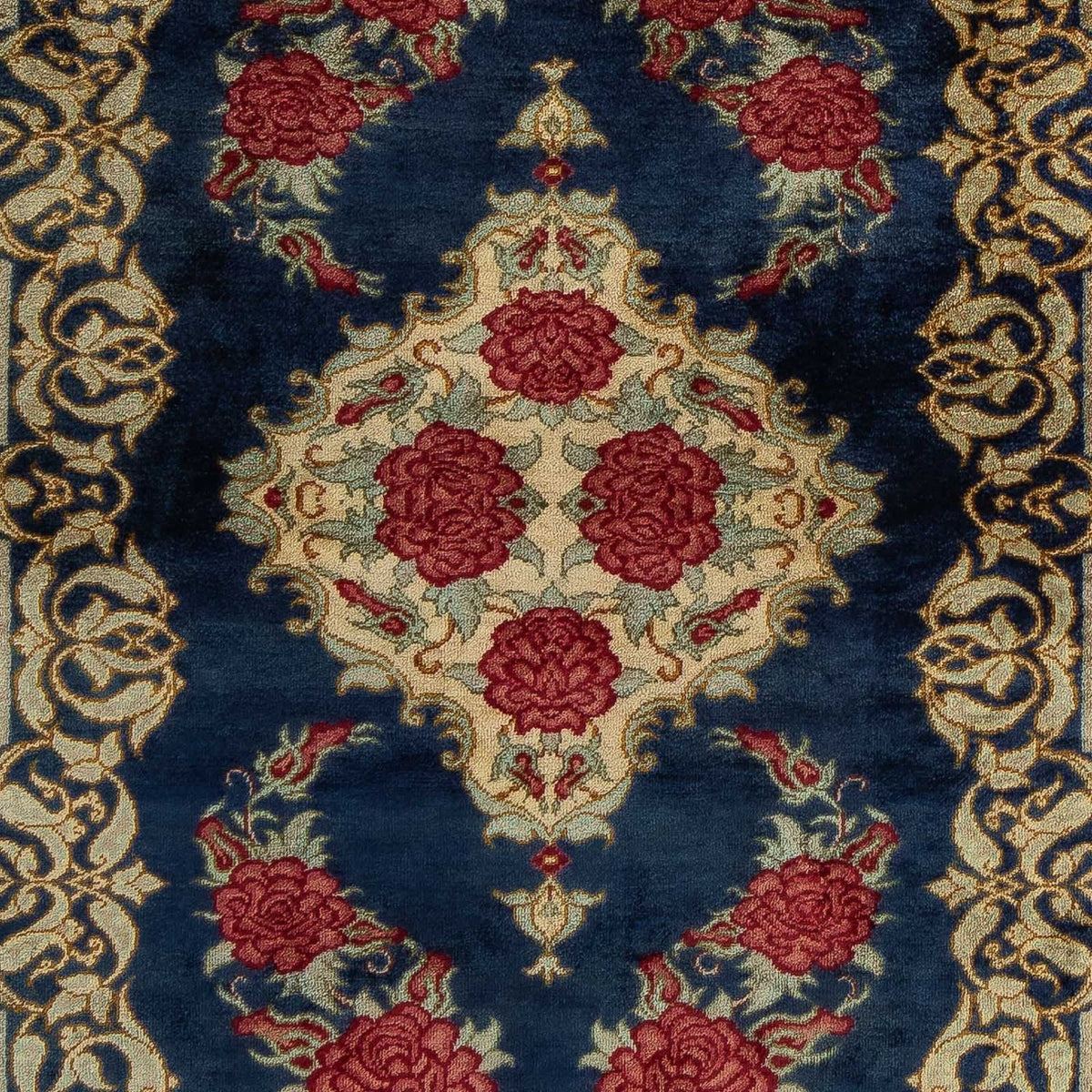 Tapis persan - Ghom - 77 x 58 cm - bleu foncé