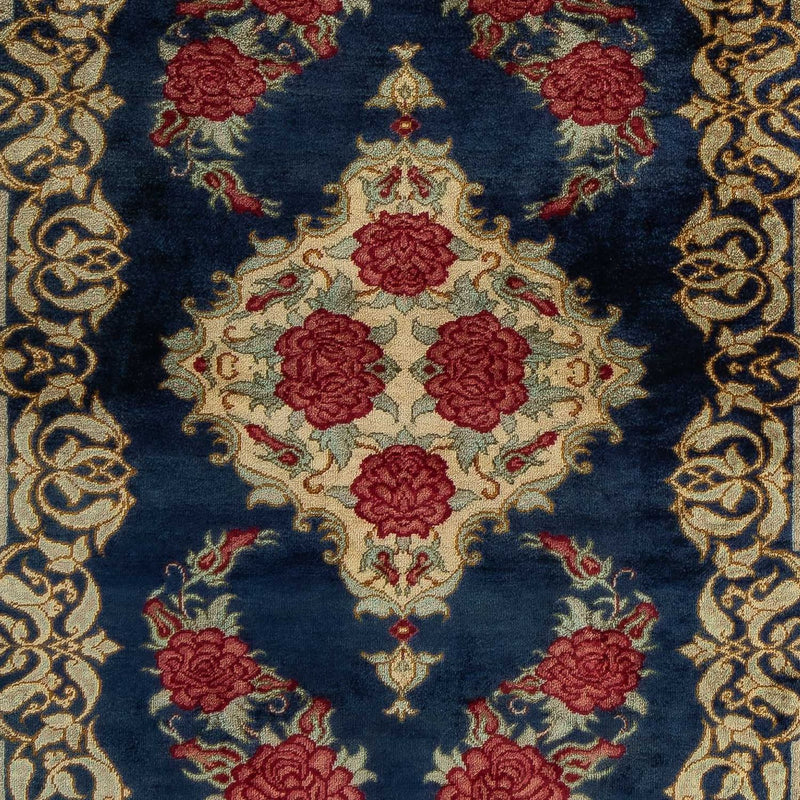 Tapis persan - Ghom - 77 x 58 cm - bleu foncé