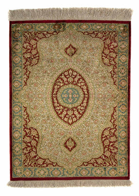 Tapis persan - Ghom - 78 x 58 cm - rouge foncé
